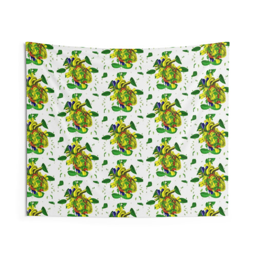 Educational Heart Tapestry - Anatomical Human Heart in Jungle Setting