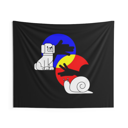 Shadow Play Tapestry with Dog and Snail Figures