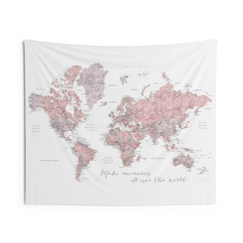 Watercolor World Map Tapestry