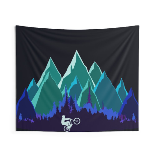 MTB Mountains Tapestry - Vibrant Mountain Bike Wall Hanging