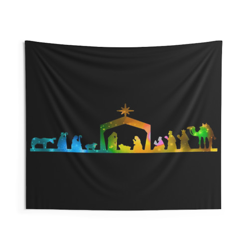 Colourful Christmas Nativity Scene Tapestry