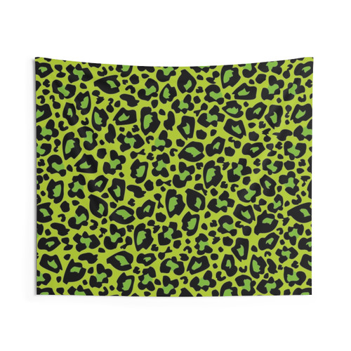 Bright Apple Green Leopard Print Tapestry