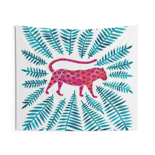 Magenta and Turquoise Jaguar Tapestry