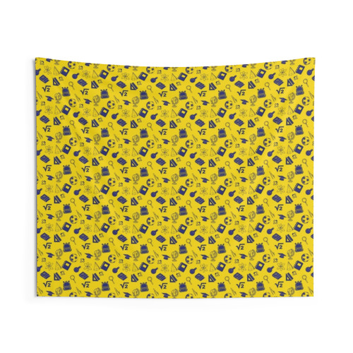 Educational pattern design tapestry in yellow