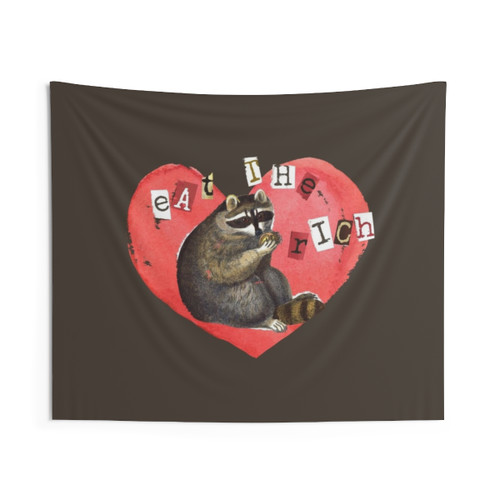 Eat Em Raccoon 2 Brown Tapestry