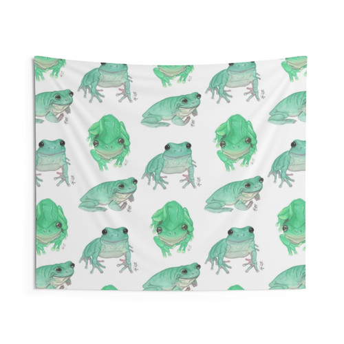Three White's Tree Frogs Tapestry