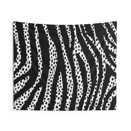 Dalmatian spots and zebra stripes tapestry in black and white