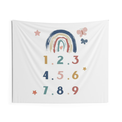 Rainbow Counting Educational Tapestry with Numbers 1-9