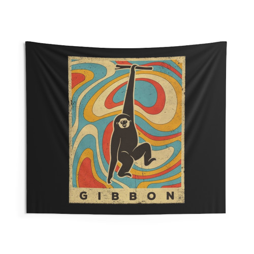 Retro Gibbon Lover Tapestry Wall Art