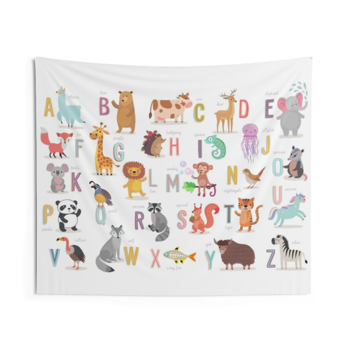 Colorful Educational Animal Alphabet Tapestry