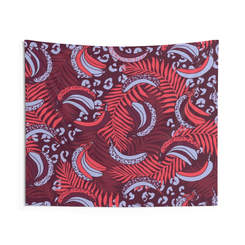 Colorful Tropical Bananas and Palms Tapestry