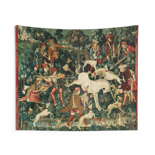 Mythical Unicorn Tapestry - Floral Fantasy Wall Hanging