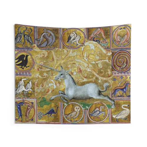 Medieval Bestiary Tapestry with Mythical Creatures