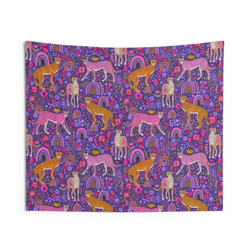 Cheetah Floral Garden Tapestry