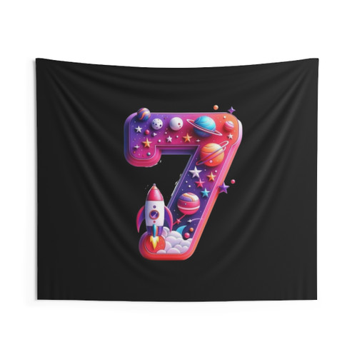 Educational Space-Themed Number 7 Tapestry