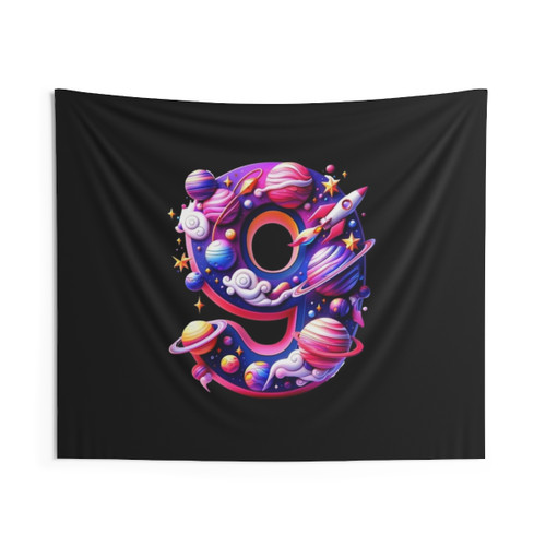 Space Themed Educational Number 9 Tapestry