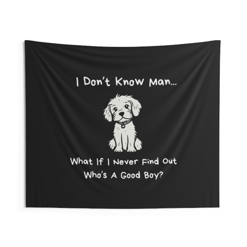 Funny puppy graphic tapestry with slogan