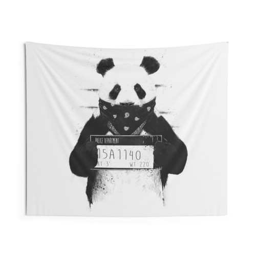Funny Panda Mugshot Tapestry