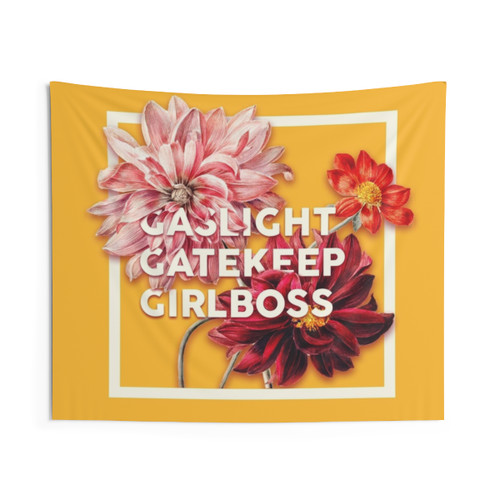 Funny Ugly Holiday Sweater Tapestry with Gaslight Gatekeep Girlboss Design