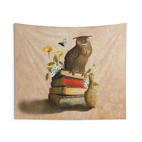 Wise Owl Collage Tapestry