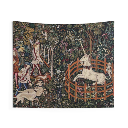 Mythical Unicorn Floral Tapestry Wall Hanging