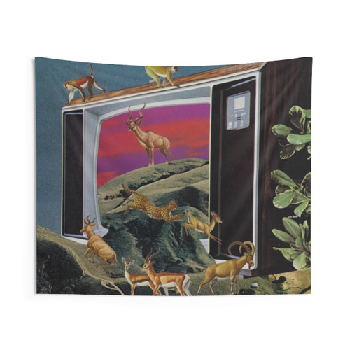 Trippy Animal Channel Collage Tapestry