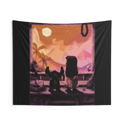 Lilo and Stitch Sunset Artwork Tapestry
