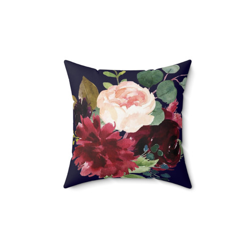 Navy Floral Art Eucalyptus Throw Pillow
