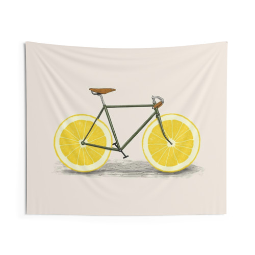 Zest Graphic Tapestry - Surreal Citrus Bicycle Design