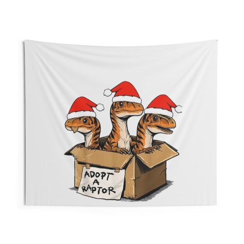 Santa Riding Dinosaur Christmas Tapestry
