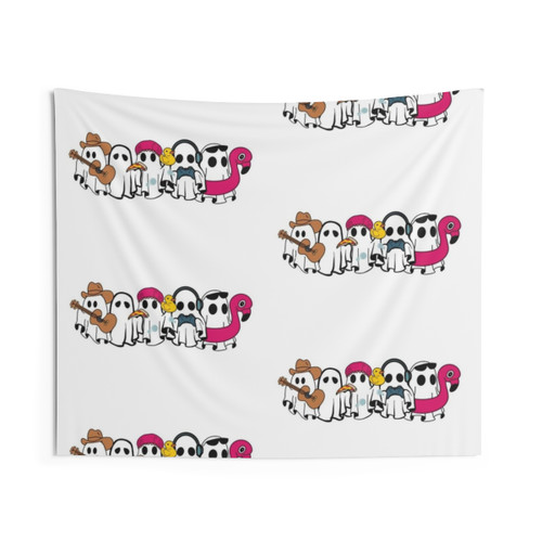 Funny ghosts dressed up together tapestry