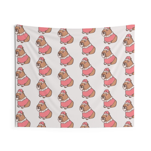 Santa Capybara Christmas Tapestry