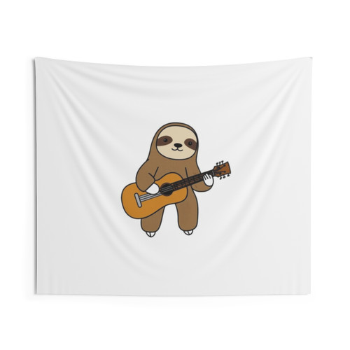 Sloth Playing Guitar Tapestry Wall Art
