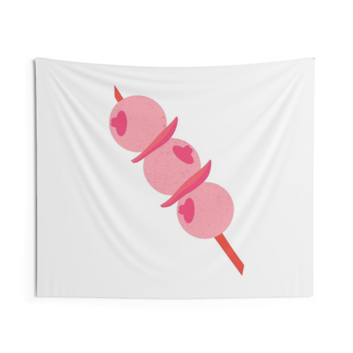 Vibrant pink meat skewer tapestry
