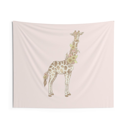 Floral Giraffe Tapestry Wall Hanging