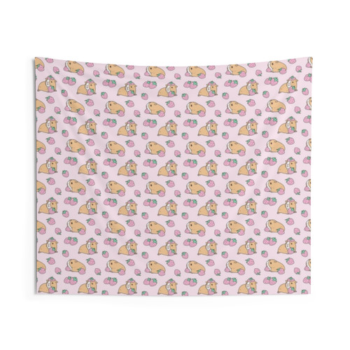 Pink Guinea Pig Strawberry Tapestry