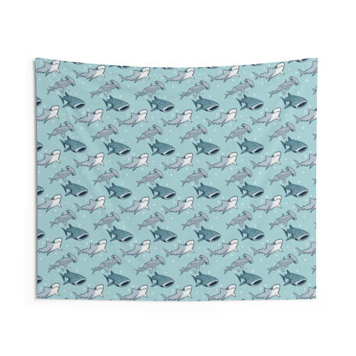 Shark Pattern Tapestry - Coastal Wall Decor