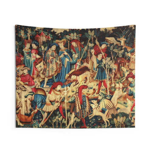 Medieval Wild Boar Hunt Devonshire Tapestry