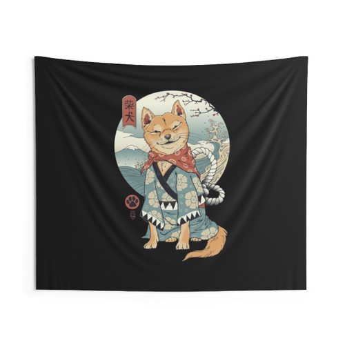 Shiba Inu Tapestry - Vibrant Japanese Woodblock Art