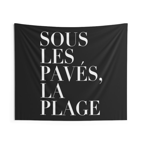 Paris Revolt Tapestry with May Sous Les Paves, La Plage Design