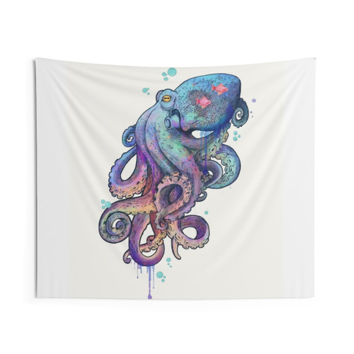 Vibrant octopus tapestry for bathroom and ocean decor