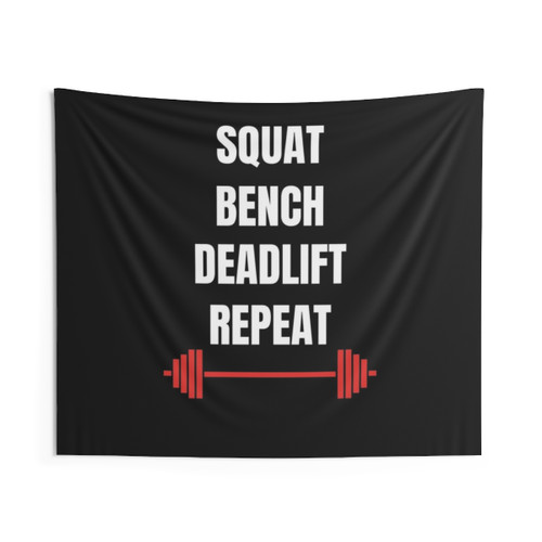 Gym Motivation Workout Tapestry featuring Squat Bench Deadlift Repeat