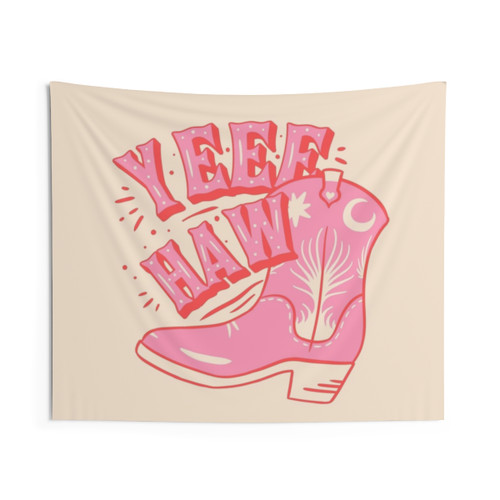 Pink Cowboy Space Tapestry with Yeehaw Aesthetic
