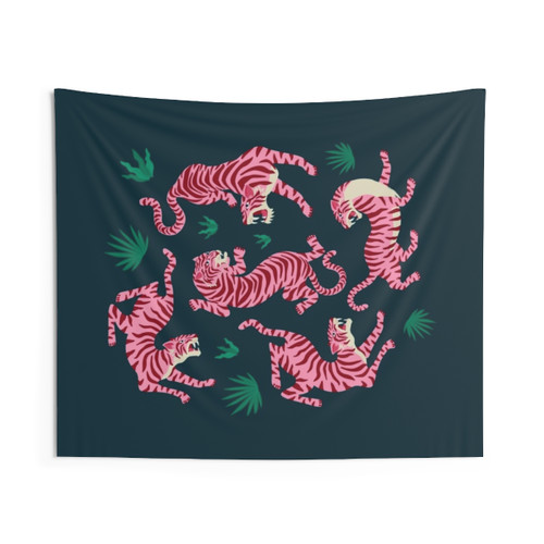 Vibrant Watercolor Tiger Tapestry