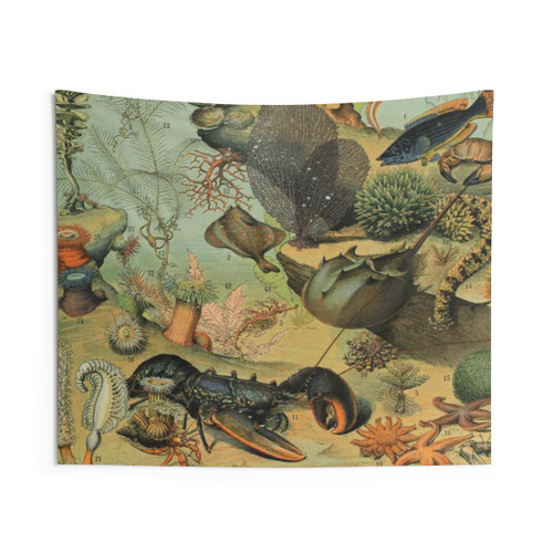 Vintage Adolphe Millot Ocean B Tapestry with Sea Animals