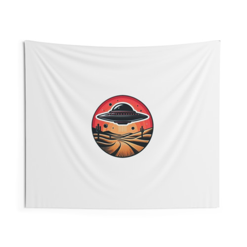 Desert UFO Sunset Tapestry Wall Hanging