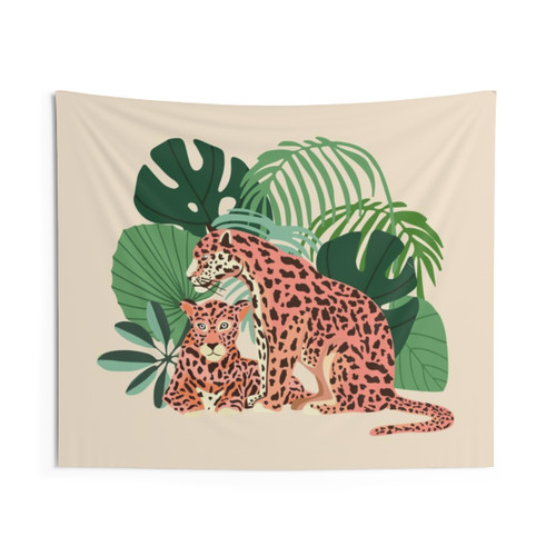 Blush Jaguars Wildlife Tapestry