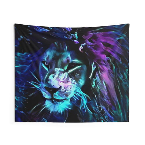 Neon Lion Tapestry for Bedroom Wall Decor