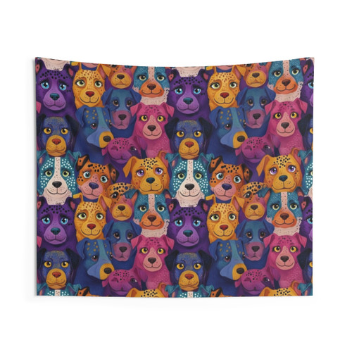 Cartoon Dog Family Pattern Tapestry