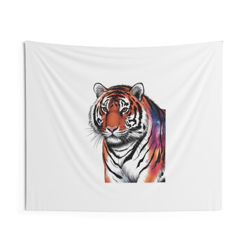 Cosmic Tiger Tapestry - Celestial Galaxy Art